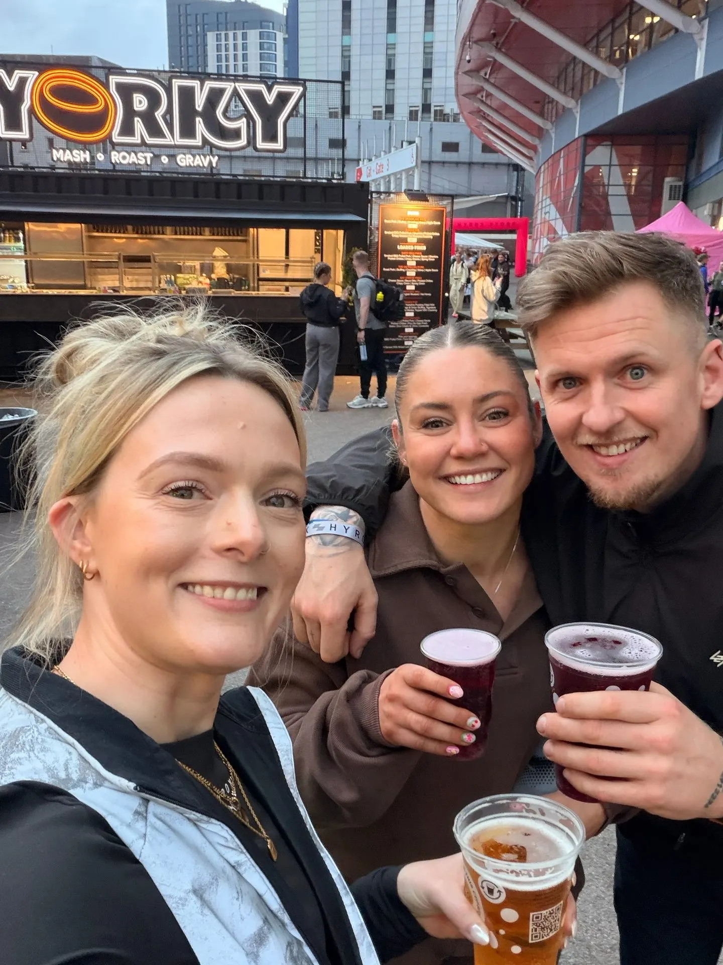 Physical Formula members sharing a drink together in Cardiff