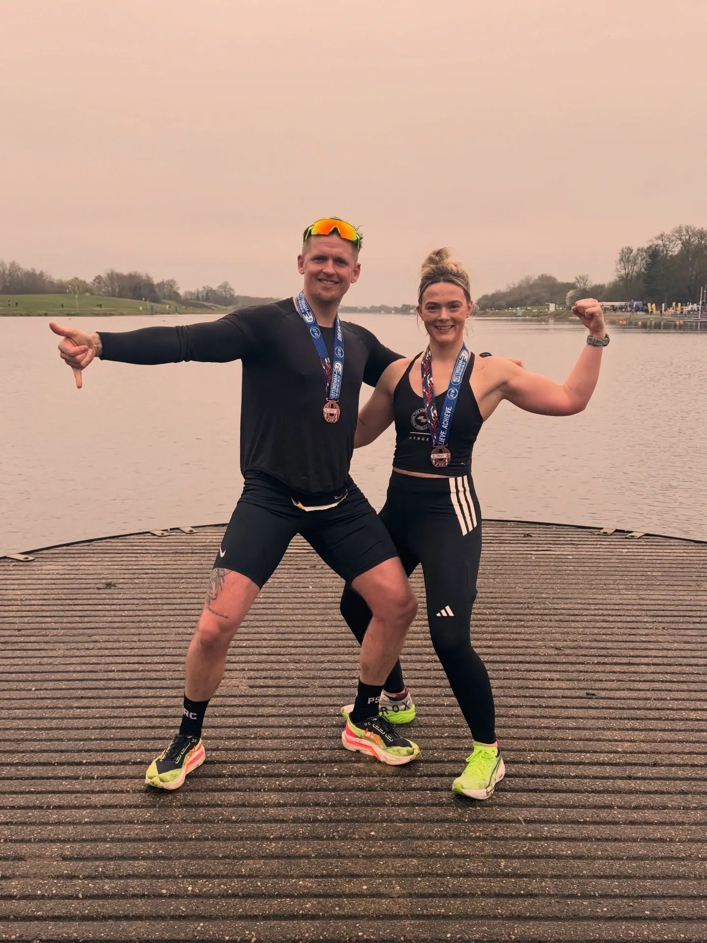Martin and Olivia of Physical Formula with their medals after a HYROX race